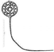 EPG-1001 - Épingle à tête en rouellebronzeEpingle à tête en rouelle; la composition de la rouelle est variée et souvent complexe.