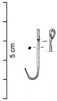 HAM-3003 - Hameçon à crochet sans dardbronzeTPQ : -475 - TAQ : -50Hameçon à tige filiforme, dont la partie supérieure est simplement repliée sur la tige pour former une boucle, à laquelle on fixait la ligne.