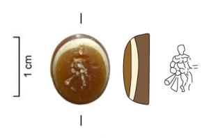 INT-4024 - Intaille : HerculeverreIntaille de forme ovalaire représentant un Hercule de face, légèrement tourné vers la droite.