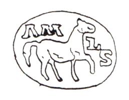 INT-4043 - Intaille : chevalpierre dureIntaille figurant un cheval au pas, accompagné d'une inscription.