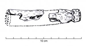 MCH-2001 - Mancheos, bois de cerfOs long ou bois de cerf, taillé et montrant une rainure circulaire à une extrémité