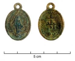 MER-9016 - Médaille miraculeusebronze, argentTPQ : 1832 - TAQ : médaille ovale, avec sur une face, la vierge en pied, mains ouvertes, entourée de la prière 