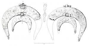 PDH-4057 - Pendant de harnais à charnièrebronzePendant de harnais en bronze, en double pelte suspendue l'une sous l'autre.