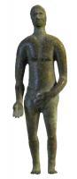 STE-4295 - Statuette : Aphrodite - Vénus pudique (variante)bronzeLa déesse, entièrement nue, apparaît en position frontale, la main droite ouverte tendant une phiale ou une patère,  la gauche sur le pubis.