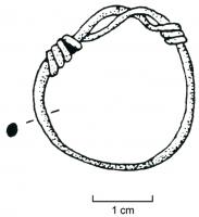ANO-4024 - Anneau à extrémités nouéesbronzeTPQ : 1 - TAQ : 400Anneau filiforme, constitué d'un simple fil torsadé sur lui-même, les extrémités effilées sont enroulées sur le jonc pour refermer l'anneau.