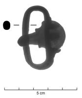 BCC-5045 - BouclebronzeBoucle ovale à charnons servant à la fixation sur un axe. Ardillon scutiforme large. 