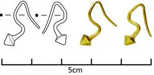 BCO-4020 - Boucle d´oreilleorBoucle d'oreille filiforme, formant un crochet terminé par un bouton conique.