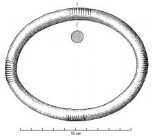 BRC-1134 - Bracelet fermébronzeBracelet fermé, ovalaire, de section circulaire ; décor de groupes de bourrelets issus de la fonte.
