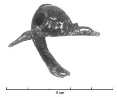 CRU-4006 - Cruche de type BavaybronzeCruche dont l'anse légèrement surélevée, marquée à l'embouchure d'une tête joufllue, accostée de deux têtes d'anatidés, forme une courbe très prononcée et vient se fixer sous l'épaulement, presque horizontal.