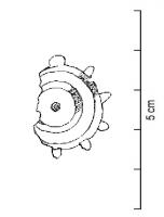 FIB-41520 - Fibule circulaire platebronzeFibule géométrique à charnière de type i. Il s'agit d'une variante de l'objet FIB-4104 à 10 protubérances