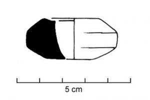 FUS-1007 - Fusaïole à profil facettéterre cuiteFusaïole à profil facetté, face supérieure concave, inornée.