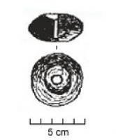 FUS-1022 - Fusaïole à profil ovaleterre cuiteFusaïole à profil ovale symétrique, face supérieure concave, inornée.