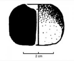 FUS-2011 - Fusaïole de forme arrondieterre cuiteFusaïole de forme arrondie, face supérieure concave, inornée