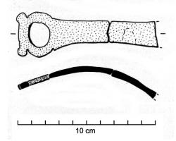 MCH-3001 - ManchebronzeManche plat, de section rectangulaire, terminé par un anneau muni de deux appendices latéraux.