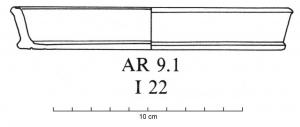 PLA-4025 - Assiette AR 9.1verreTPQ : -30 - TAQ : 500Plat ou assiette à bord oblique à peine évasé, un bourrelet à la jonction entre la plasne et le fond plat.