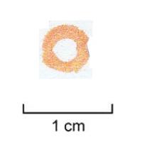 PRL-3530 - Perle annulaire gracileverrePerle annulaire (H. < D. ext.) gracile (D. perforation > D. section), unie, en verre jaune, diamètre de l'ordre de 4 à 7 mm.