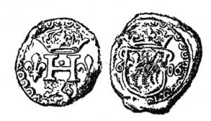 SCL-9018 - Sceau de douane : Lyon, Henri IVplombTPQ : 1589 - TAQ : 1610Sceau à double face ; d'un côté, H royal encadré de deux fleurs de lis, surmonté d'une couronne, au-dessous un lion brochant à gauche ; de l'autre, armes de France dans un écu surmonté d'une couronne, de part et d'autre la date.