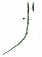 AIG-4039 - Aiguille à chas rectangulairebronzeTPQ : 1 - TAQ : 500Aiguille à chas rectangulaire, sommet en terminant en ogive et fût de section circulaire. 