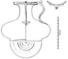 AMF-3002 - Amphore de type AgdebronzeTPQ : -150 - TAQ : -75Amphore à profil nettement sinusoïdal, large embouchure ronde à lèvre redressée et moulurée à l'extérieur, col étranglé, panse aplatie et fond plat souvent rapporté; deux anses non pas face à face mais en angle droit, rattachées par brasure à la lèvre et à l'épaule; attaches inférieures cordiformes à arête médiane.
