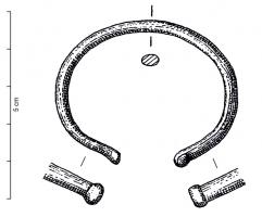 BRC-1058 - Bracelet ouvert à tamponsbronzeBracelet ouvert à tampons; tige massive de section ovalaire, avec ou sans méplats latéraux; inorné.