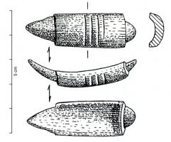 BRC-1116 - Bracelet à fermoir mobilebronzeBracelet de section concave, décoré de panneaux incisés et muni d'un fermoir de même section, dont les extrémités amincies se terminent par une pointe destinée à s'emboîter dans les extrémités femelles du bracelet.