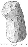 CHT-3006 - Chenet en pierrepierreTPQ : -100 - TAQ : -50Chenet en molasse coquillière à cou massif, inorné.