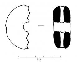 DVD-2001 - Dévidoirterre cuiteTPQ : -750 - TAQ : -475Objet modelé pouvant prendre la forme d'un disque épais à bord arrondi, montrant un trou central perpendiculaire au disque et deux trous plus petits, suivant deux diamètres perpendiculaires, traversant le disque de part en part ; ou alors d'un volume plus complexe avec trois ou quatre moyeux émergeant d'un axe de rotation central.
