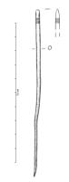 EPG-1119 - Épingle à petite tête oblongue biseautéebronzeTPQ : -1000 - TAQ : -750Épingle à petite tête oblongue biseautée avec un col ornée de quelques stries horizontales.  