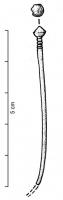 EPG-3004 - Épingle à tête globulairebronzeEpingle à tête globulaire, biconique, précédant un sommet de tige marqué de cannulures horizontales parallèles.