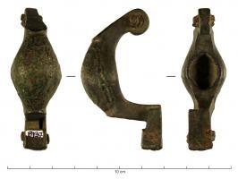 FIB-31043 - Fibule annulaire hispaniquebronzeFibule annulaire hispanique à arc coulé, trapu et renflé; on observe souvent un dispositif d'articulation formant un pont entre les côté du ressort rattachés à l'anneau.
