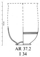 GOB-4022 - Gobelet AR 37.2verreTPQ : -30 - TAQ : 500Gobelet haut, forme cylindrique légèrement renflée ; filets meulés à la base de la panse ; fonc annulaire en bourrelet replié.