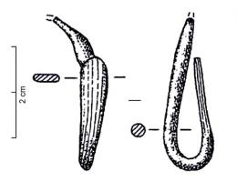IND-1050 - Spatule ?bronzeTige cylindrique dont une extrémité est aplatie pour former une spatule dont la partie distale est arrondie.