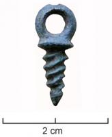 IND-4054 - Fermoir à visbronzeTPQ : 400 - TAQ : 500Fermoir constitué d'un anneau prolongé par un pas de vis conique : fermoir de bijou (bracelet...?)