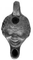 LMP-4138 - Lampe plastique : négroïdeterre cuiteLampe plastique en forme de tête négroïde; anse percée.