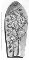 MOU-9003 - Moule : enseignes de pèlerinagepierreMoule en roche fine (ardoise ou autre), portant sur une face les reliefs en négatif pour la coulée d'une ou de plusieurs enseignes de pèlerinage. Trous de calage.