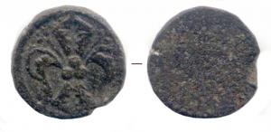 PDM-7013 - Poids monétaire : florinbronzePoids monétaire cylindrique, pour un florin (or) : fleur de lis sans légende, revers lisse.