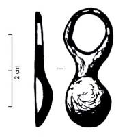 PDQ-2041 - PendeloquebronzePendeloque constituée d'une calotte sphérique et d'une bélière circulaire reliée à la calotte par une tige très courte et large. 