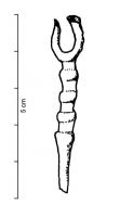 PDQ-2066 - Pendeloque cylindriquebronzePendeloque cylindrique à côtes annulaires, munie d'un gros anneau de suspension