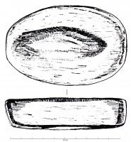 PDS-4443 - Poids ovale (section de cône ovalisé) : 5 libraeplombTPQ : 1 - TAQ : 400Poids de forme ovale, aux côtés obliques; face supérieure lisse, ou marquée du chiffre V (librae).