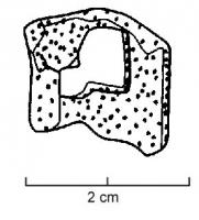 PSE-4028 - Plaque de serrureferPlaque de serrure rectangulaire en tôle, avec entrée en L ; petite taille.