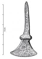 TRA-1003 - Tranchet à soiebronzeTranchet à soie séparée de la lame par un bourrelet (fausse virole)  permettant d'arrêter le manche ; tranchant convexe évasé.