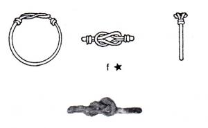 BAG-4333 - Bague filiforme, nœud d'HerculebronzeBague filiforme, à jonc lisse; les extrémités effilées forment un 