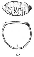BAG-4357 - Bague inscriteorBague à jonc mince, plat ; chaton ovale et plat, bien individualisé, gravé d'une inscription à la pointe sèche.