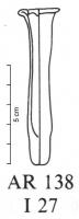 BLS-4111 - Balsamaire AR 138verreTPQ : 40 - TAQ : 450Balsamaire au corps très étiré, fond épais, panse et col peu individualisée, lèvre en bourrelet replié.