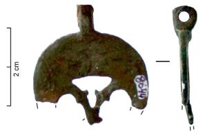 PDH-4156 - Pendant de harnaisbronzePendant de harnais avec anneau de suspension, de forme foliacée ajourée.