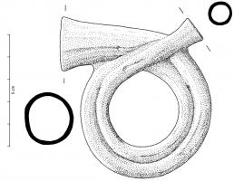 SFP-9005 - Sifflet de pèlerin : corneplombSifflet en forme de corne à double enroulement (des instruments de ce type sont connus en terre cuite).