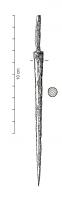 ALN-3001 - Alêne à soieferOutil à longue pointe effilée de section circulaire, séparée d'une courte soie par un large épaulement.