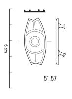 APH-4061 - Applique de harnais émailléebronzeApplique ovale, émaillée, divisée en deux loges par un axe vertical, parfois avec des motifs circulaires au centre ; décor de verres incrustés ; deux rivets de fixation au revers.