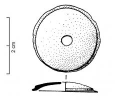 APM-4022 - Applique circulaire de meublebronzeApplique circulaire au profil bombé et caréné, percée d'un trou au centre.