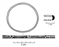 BRC-2113 - Bracelet fermé à section réniformebronzeBracelet fermé, à section réniforme étroite (bombée à l'extérieur, légèrement creuse à l'intérieur), avec un décor d'incisions.